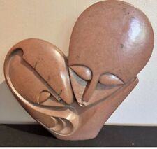 Red Stone Loving Couple Sculpture: Rare Master Piece $180 Free Postage picture