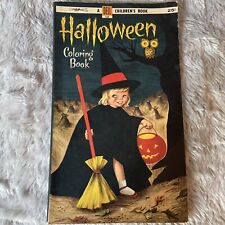 VINTAGE Halloween Coloring Book 1957 Dell #163 Witch Broom Owl Jack-O-Lantern picture