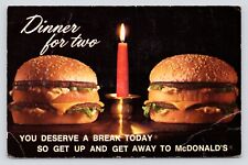 Vintage McDonalds Restaurant Dinner for Two c1977 Unposted Chrome Postcard picture