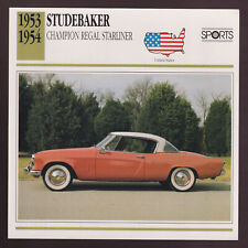 1953-1954 Studebaker Champion Regal Starliner Car Photo Spec Sheet Stat CARD picture
