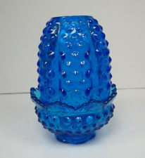 Fenton Glass Colonial Blue Hobnail Two Piece Fairy Lamp picture