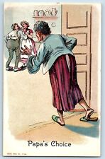 Papa's Choice Postcard Husband Cheating Maid c1910's Unposted Antique picture