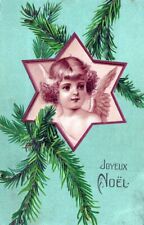 CHRISTMAS - Angel In Star Joyeux Noel Merry Christmas PFB Postcard - 1910 picture