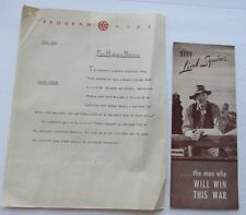 Program Aid wBrochure Meet Link Squires  Man Who will Win this War 1942 picture