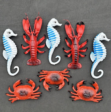 Vintage Plastic Blow Mold Sea Horse Red Crab Lobster Lot of 8 Decor Prop picture