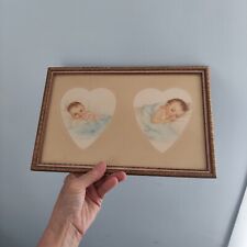 Antique ~  Lithograph Print ~  Framed Babies heart charlotte Becker picture