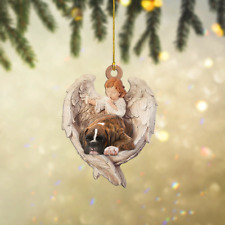 Brindle Boxer dog sleeping Angel Wings Christmas, love dog car Ornament Gift picture