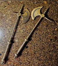 Pair Of Reproduction 16th C. Cast Brass Battle Axes  Medieval  picture