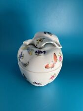 Vintage Glossy Colorful Apple Butterly Porcelain Trinket Box picture