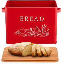 LIANYU Red Bread Box with Bamboo Lid for Kitchen Countertop, Large Farmhouse Bin picture