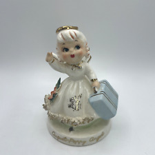 Vintage TMJ August Poppy Angel Girl with Suitcase Figurine Spaghetti Trim picture