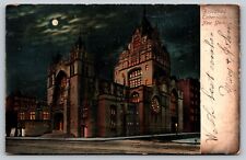 1907 BROADWAY TABERNACLE NEW YORK CITY NYC antique UDB night VTG Postcard A44 picture