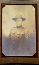 WWI Era Soldier in Uniform Photo Card Military Studio Photo Des Moines, Iowa picture