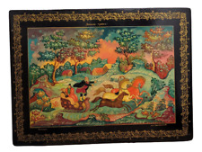 Large Russian Lacquer Box Signed Hand Painted Mstera USSR picture