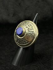 Huge Silver Old Afghanistan Unique Ring With Natural Lapis Lazuli Stone picture