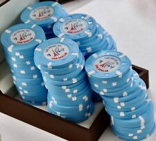 (100) $1 Dollar Las Vegas PARIS Hotel & Casino Blue & White Clay Poker Chips picture