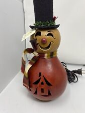 Meadowbrooke Gourds Snowman, Pipe TopHat Lighted, Winter Holiday 10” Nwt picture