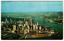 Aerial View of Lower Manhattan NYC NY Battery Park Bridges c1960s Postcard picture
