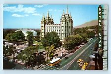Hotel Utah Temple Square Salt Lake City Utah Tabernacle Dome Taxis Postcard C3 picture