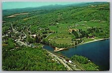 Crystal Lake State Park Barton Vermont VT Aerial View Postcard PM Cancel WOB VTG picture