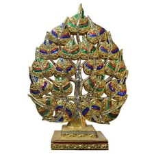 Wood Bodhi Tree Golden Artificial Glass Stained Thai Handicraft Home Decor 24 in picture