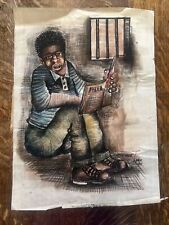 Mvemve Jiyane S. Africa Artist original 86RB Signed pastel Man Book Under Window picture