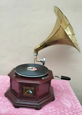 Vintage Charm Embodied: Handmade Embroidered HMV Gramophone Record Player Phonog picture