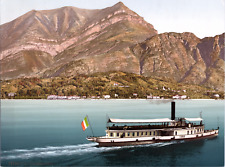 Italy, Lake Como. Cadenabbia. vintage print photochromie, vintage photochr picture