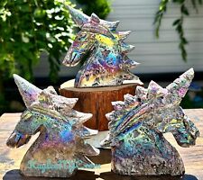 Wholesale Lot 3 Pcs Aura Sphalerite Unicorns Head Crystals Healing Energy picture