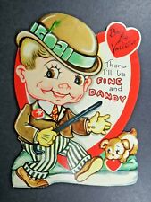 Vintage 1940s Lg. Valentine Greeting Card Die Cut Boy Dog Love & Romance A6684 picture