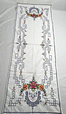 Vintage Handmade Needlepoint Cross Stitch Table Runner Dresser Scarf Floral picture