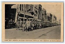 c1910's Camp Mac Arthur Soldiers Marching Streets Of Waco Texas TX Postcard picture