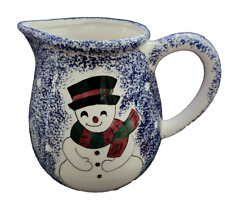 KITCHEN COLLECTION SNOWMAN Holiday Christmas Ceramic HANDPAINTED Pitcher-1996 picture