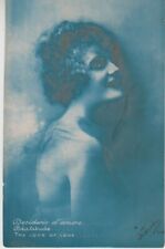 1900's Pretty Girl. Desiderio d'amore. Love. Cyanotype RPPC Vintage. Fotocelere picture