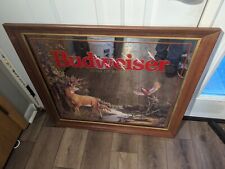 Very LARGE Budweiser Deer Pheasant Ducks Mirror 34x30 Beer Picture Man Cave Bar picture