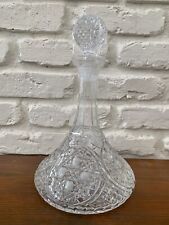 LARGE HEAVY VINTAGE CUT CRYSTAL GLASS DECANTER WITH BALL STOPPER picture