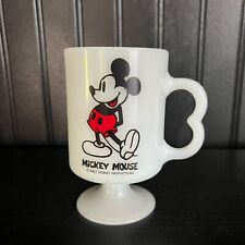 Vintage Disney Mickey Mouse Milk Glass Footed Pedestal Coffee Cup Mug picture
