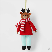 NEW Target Wondershop Fabric Reindeer Striped Scarf Christmas Tree Ornament picture