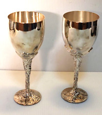 Lot of 2 Vintage Godinger Silver plate Wine Goblet Grape Vine Stems picture