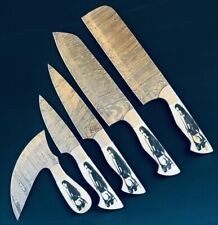 Chef Knives Set of 5 Scrimshaw ~ Fire Storm Damascus Steel for Kitchen OX 506,,, picture