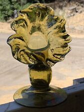 Vintage Ornate  Green Art  Glass Vase / Votive picture