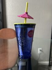 STARBUCKS Hawaii Exclusive Limited Edition Blue Glass Tumbler w/umbrella picture