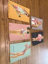 Earl Moran Mutoscope Cards 5 Count Vintage 1940s Pretty In Pink Set picture