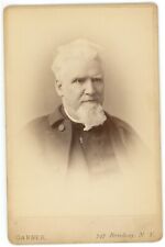 Antique c1880s Cabinet Card Garber Older Stoic Priest Chin Beard Broadway, NY picture