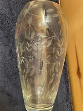 Glass Vase - Etched Leaves / Vines - 10” Tall picture