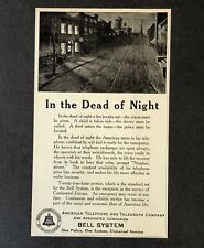 1924 Bell System Telephone Advertisement Night Emergency Phone Antique Print AD picture