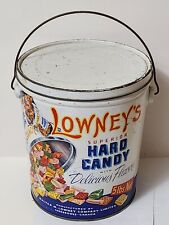 Vtg Colorfull 1950s Lowney's Superior Hard Candy 5 lbs Tin Can Pail picture