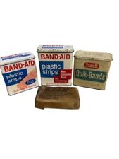 (4) Vintage BAND-AID & Rexall Bandages Tin Paper Lot 1940’s-80s WWII Dressin picture