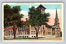 Clinton MA-Massachusetts, Town Hall, Antique Vintage Souvenir Postcard picture