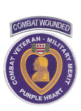 Combat Wounded Military Merit Embroidered Patch - COMBAT WOUNDED - US Army- USMC picture